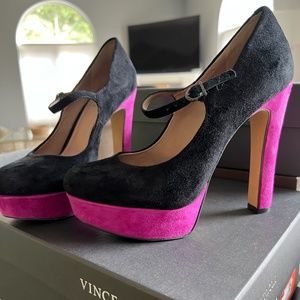 Vince Camuto Platform Black Suede Mary Jane Pumps! PERFECT!